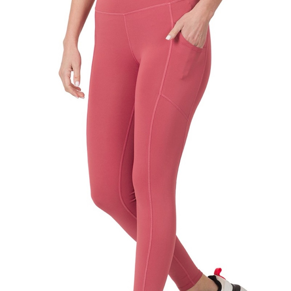 Zenana Outfitters Pink High-Rise Leggings